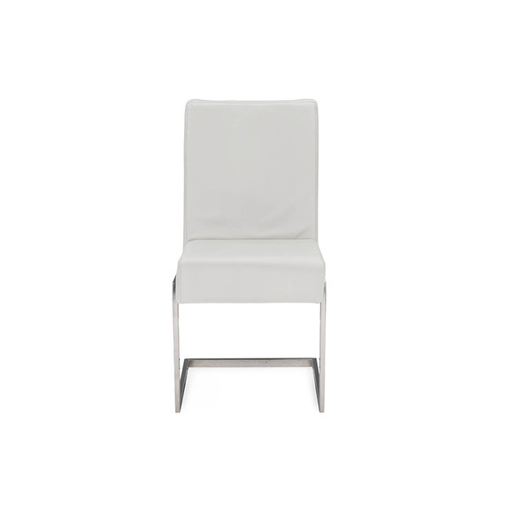 Baxton Studio Toulan White Faux Leather Upholstered Stainless Steel Dining Chair, PK2 117-6318